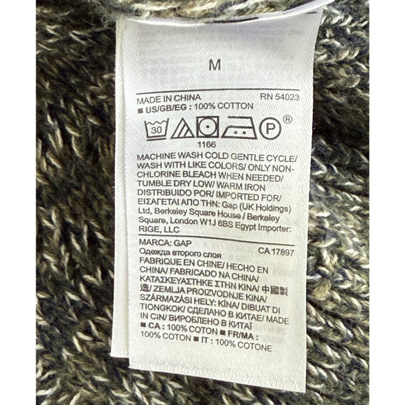 GAP Green Marled Cable Knit Cotton Sweater Classic Cozy Casual Timeless Womens M - Picture 9 of 9